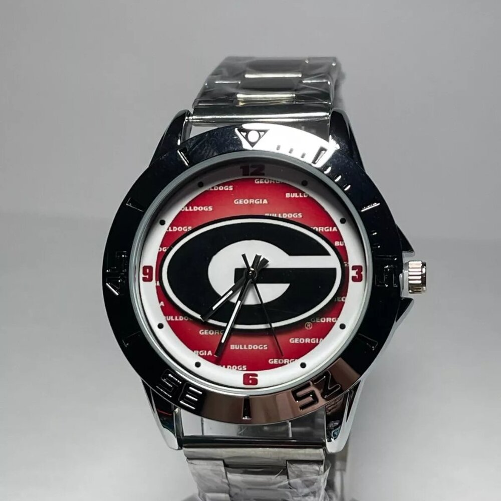 Georgia Bulldogs NCAA Team Logo Men's Stainless-Steel Silver Watch NEW